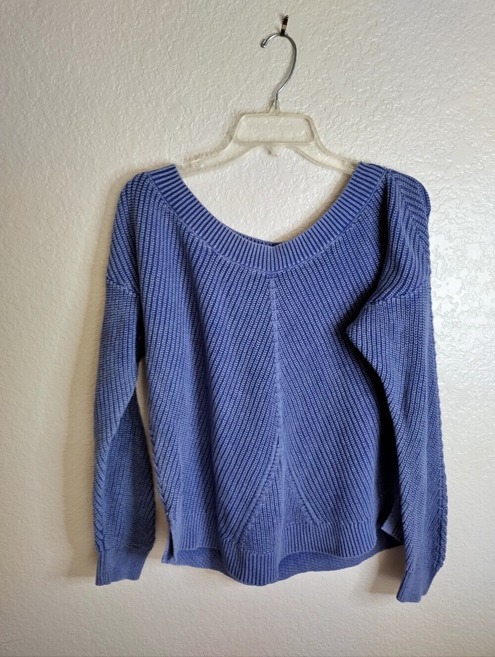 Aerie Cable Knit Oversized V Neck Sweater Sz L